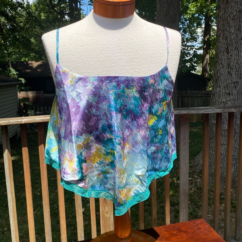 Yitty Sattin Flowy Camisole, DEEP SEA WATERCOLOR, XL.  NWT